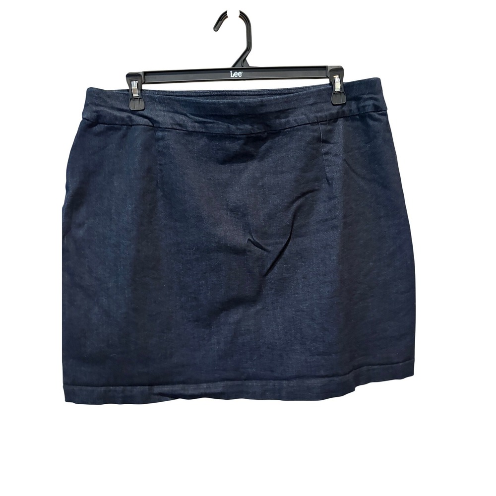 Lee Women Dark Wash Denim Skort Indigo Blue Mini Skirt with Shorts Size 2XL